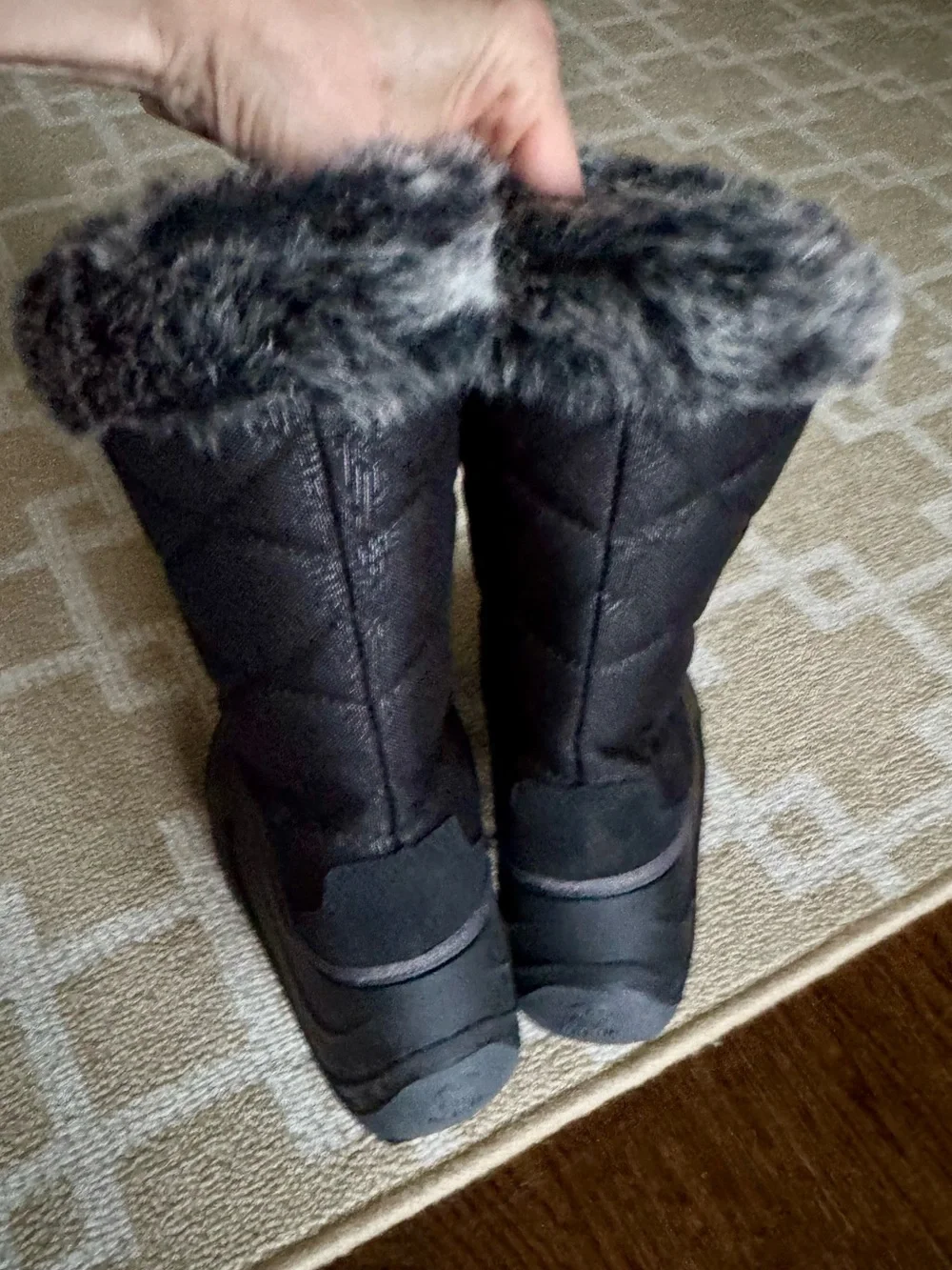 Kamik Kids Black Waterproof Faux Fur Insulated Winter Snow Boots Girls 3